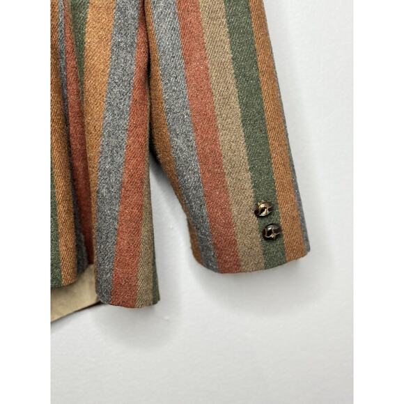 Vintage Coatree Wool Blazer Size Missing Herringbone Stripe Green Gray Brown - Picture 10 of 16